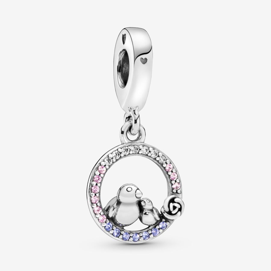 Mother & Baby Bird Dangle Charm image number 0