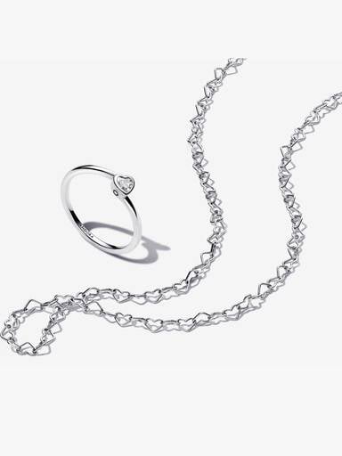 Linked Hearts Necklace & Ring Set
