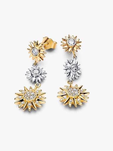 Two-tone Sparkling Triple Sun Drop Earrings
