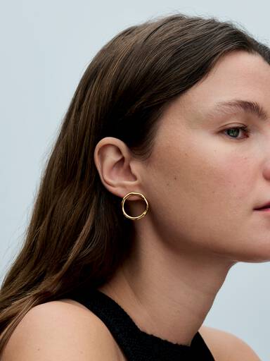 Organically Shaped Circle Stud Earrings