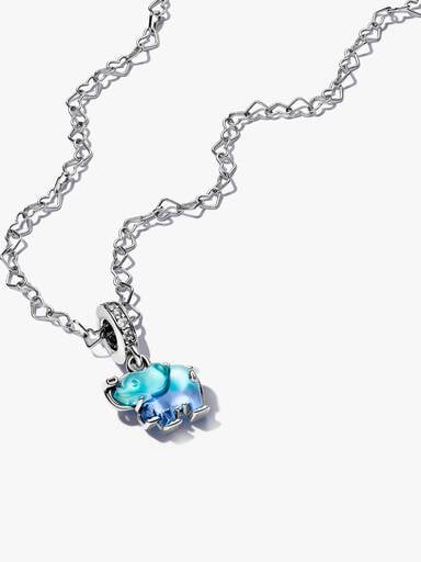 Blue Murano Glass Elephant Necklace Set