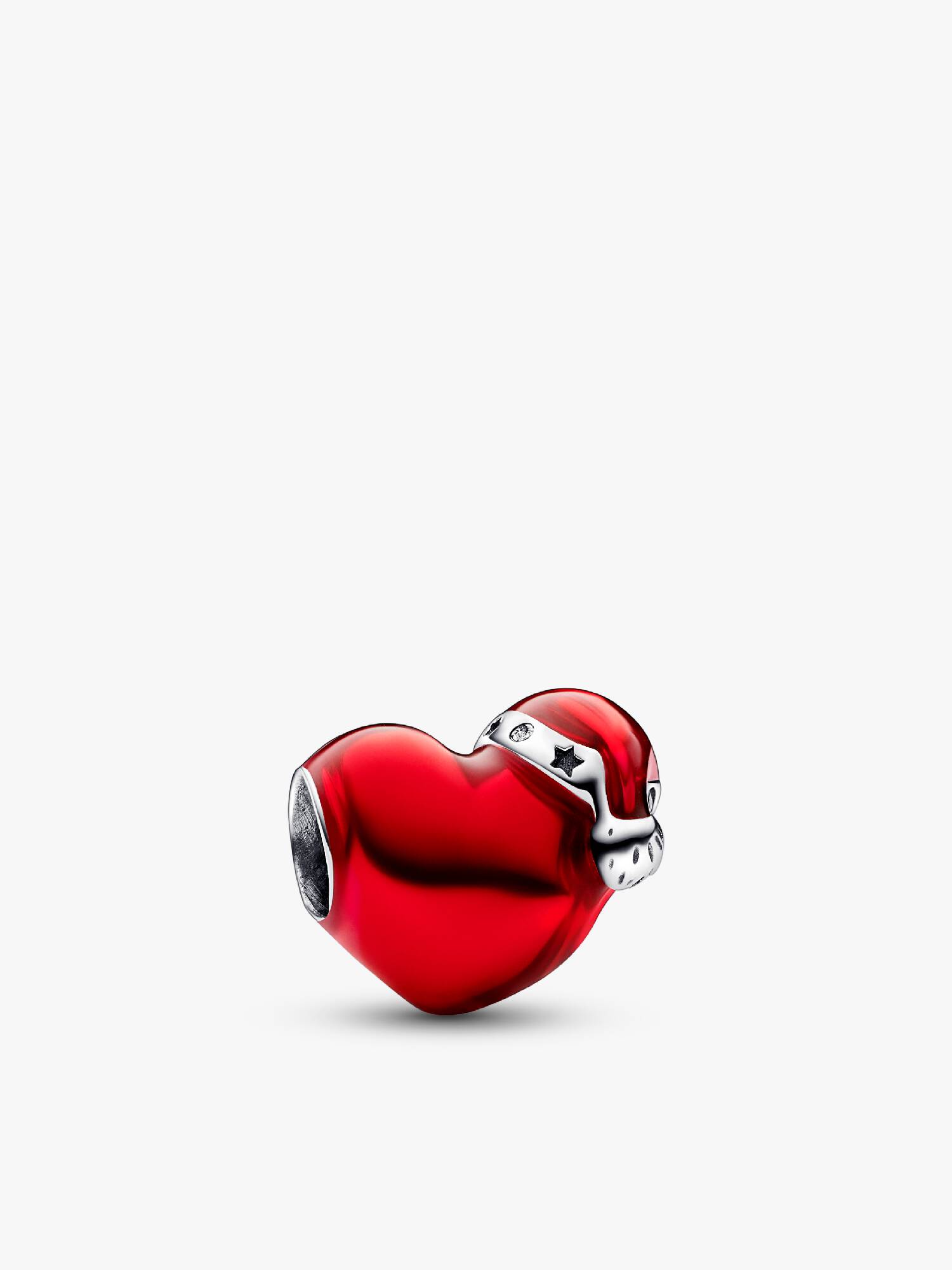 Metallic Red Christmas Heart Charm