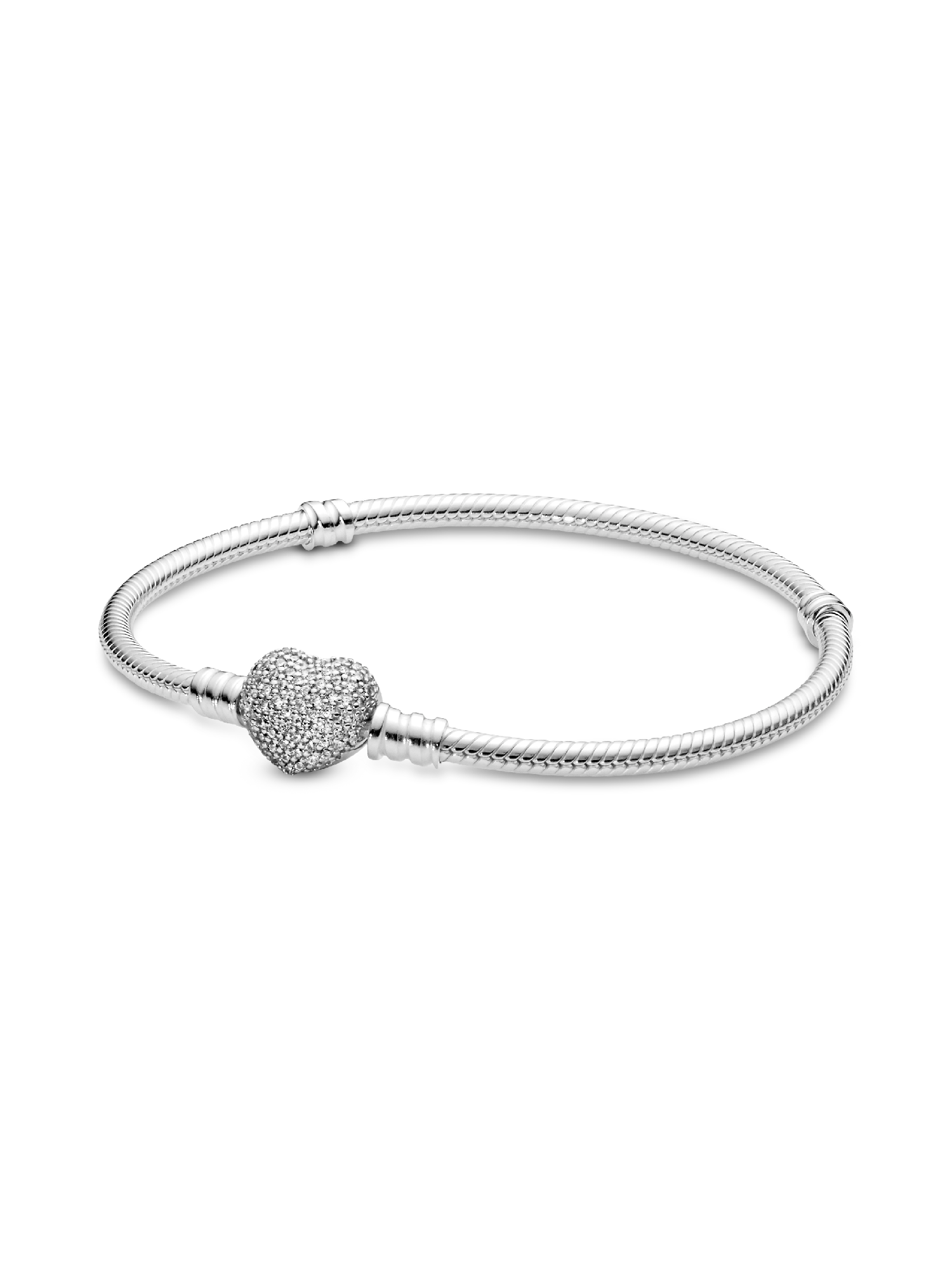 Sparkling Heart & Snake Chain Bracelet
