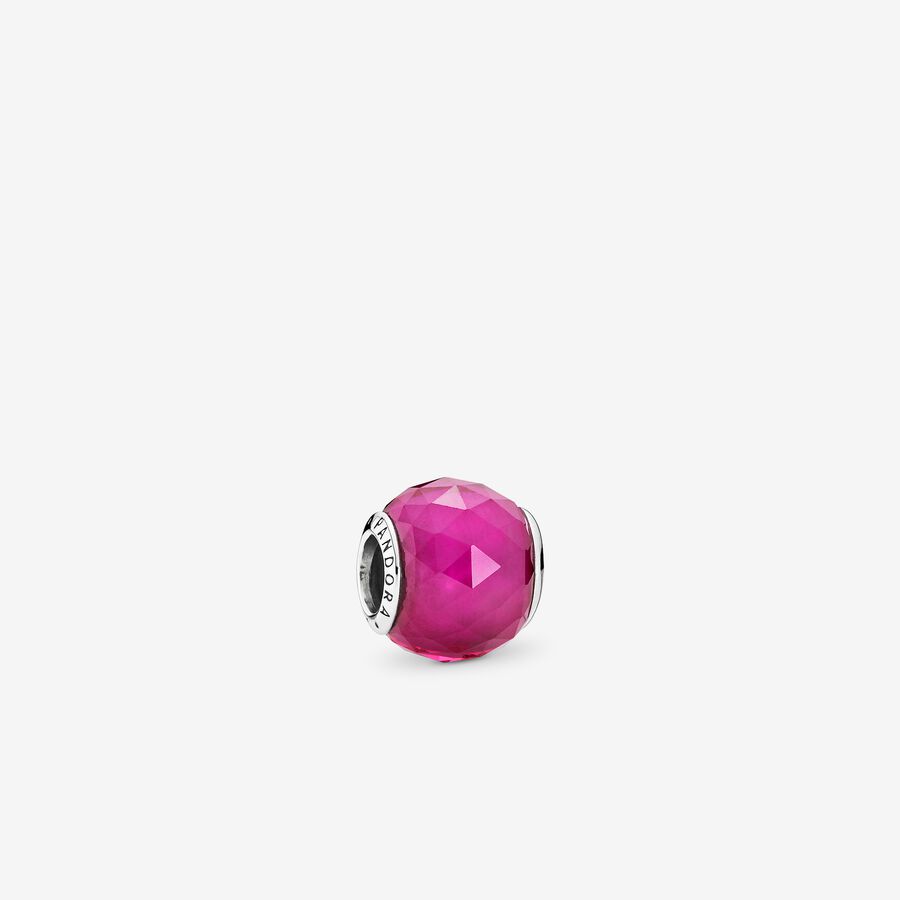 Abstract silver charm with faceted synthetic ruby image number 0