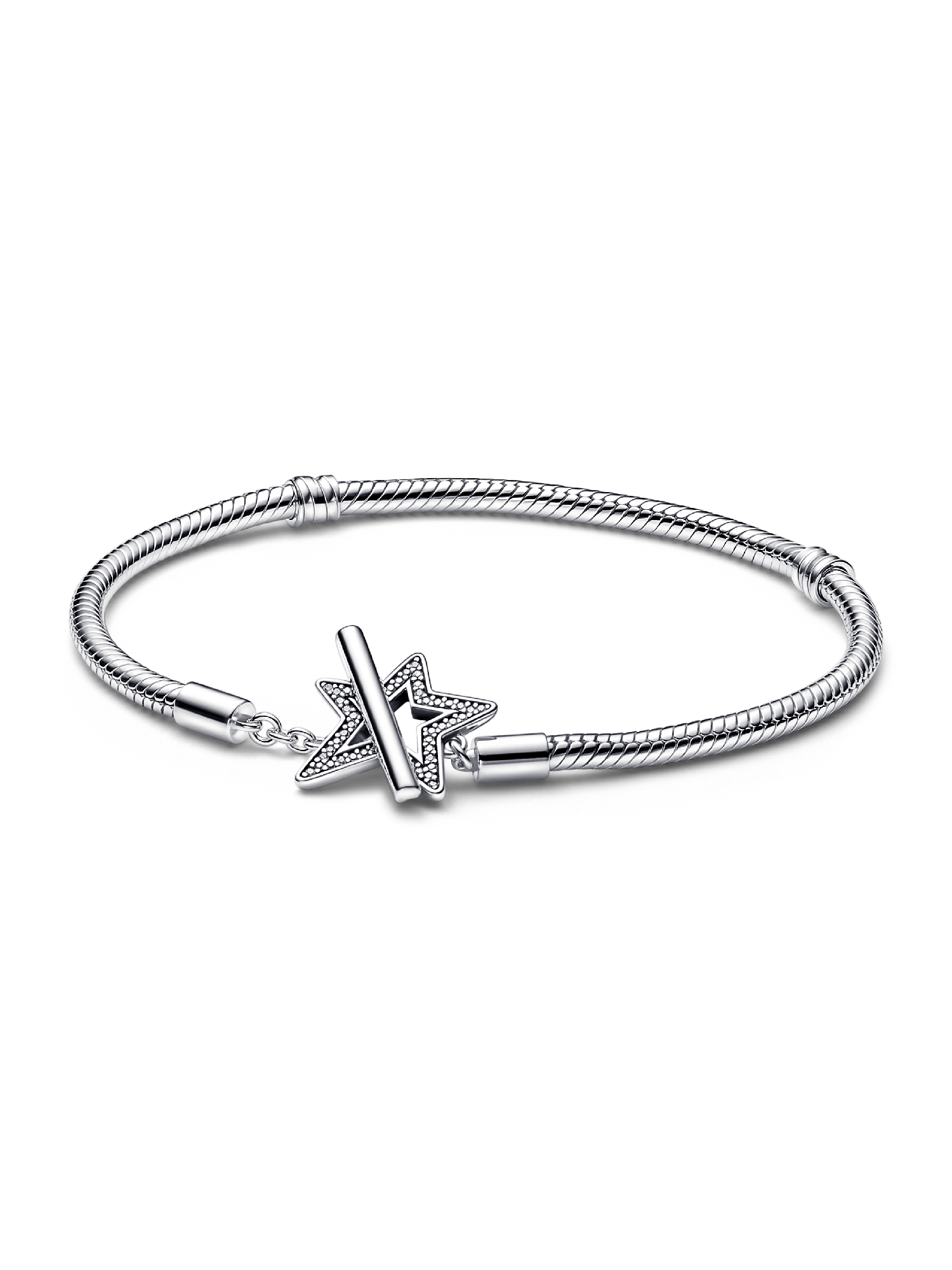 Pandora Moments Asymmetric Star T-bar Snake Chain Bracelet