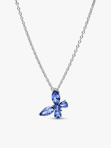 Winter Blue Butterfly Necklace and Earring Set