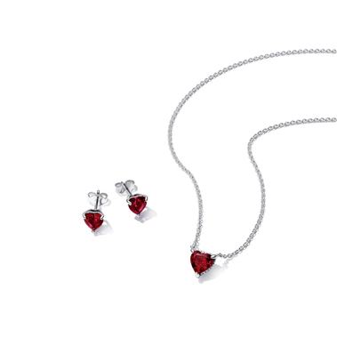 Red Heart Necklace & Earrings Set