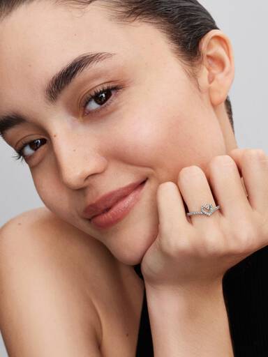 Sparkling Wishbone Heart Ring