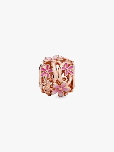 Daisy 14k rose gold-plated charm with shaded pink enamel