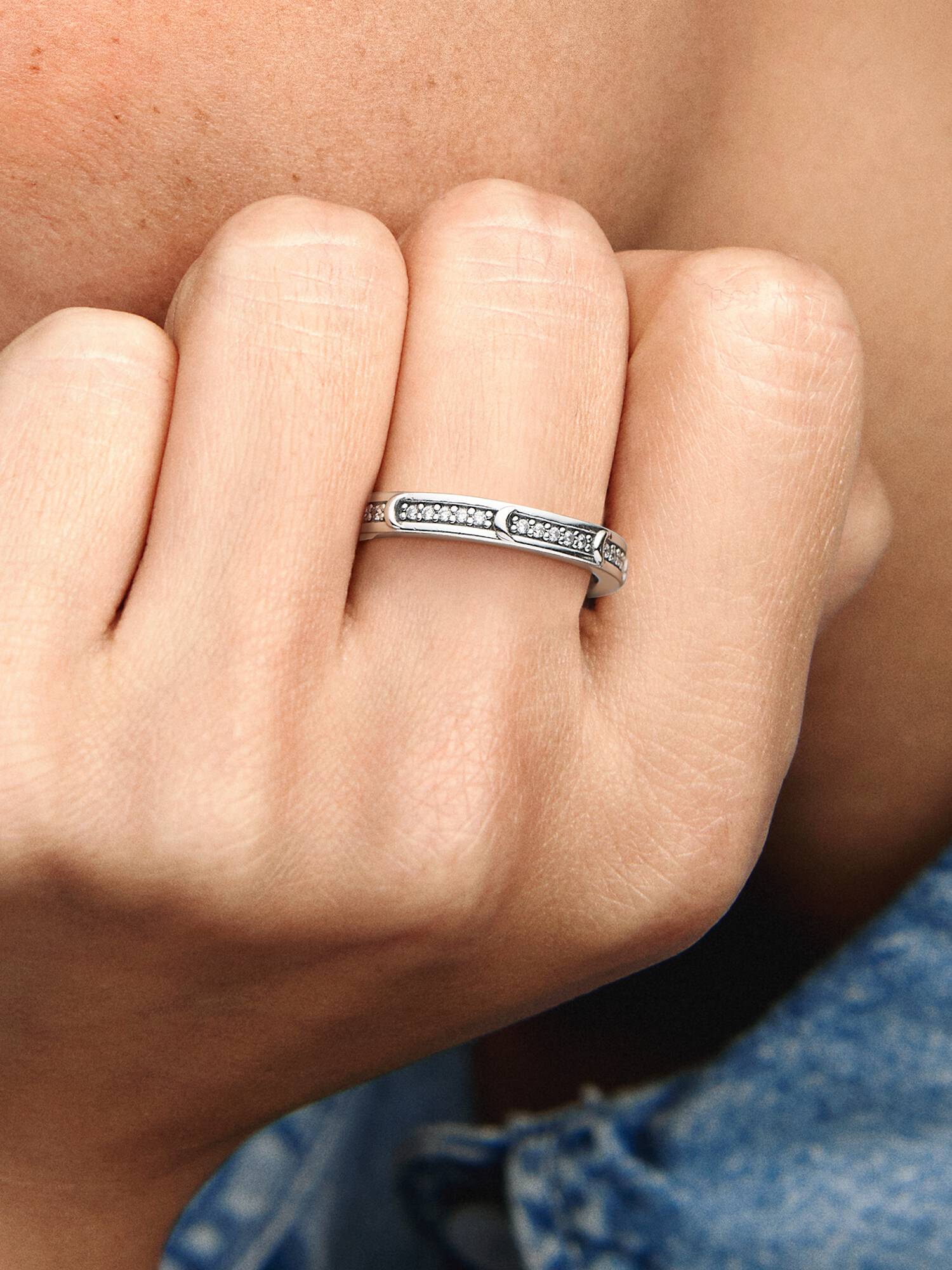 Sparkling Crescent Moon Ring