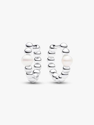 Treated Freshwater Cultured Pearl & Beads Hoop Earrings
