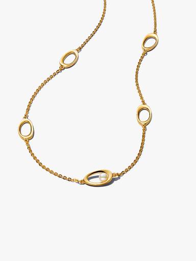 Organically Shaped Oval & Treated Freshwater Cultured Pearl Necklace