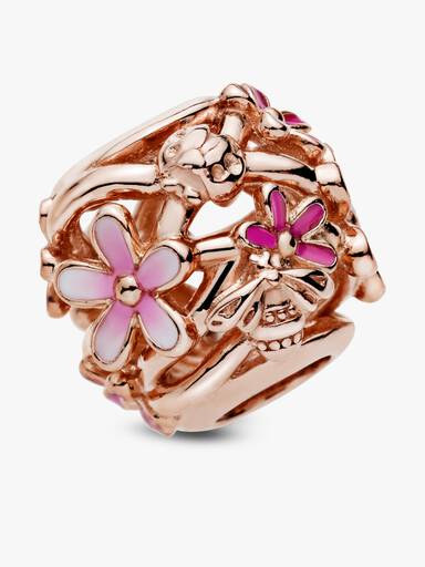 Daisy 14k rose gold-plated charm with shaded pink enamel