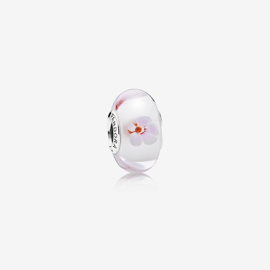 SALE - Pink Cherry Blossom Murano Charm image number 0