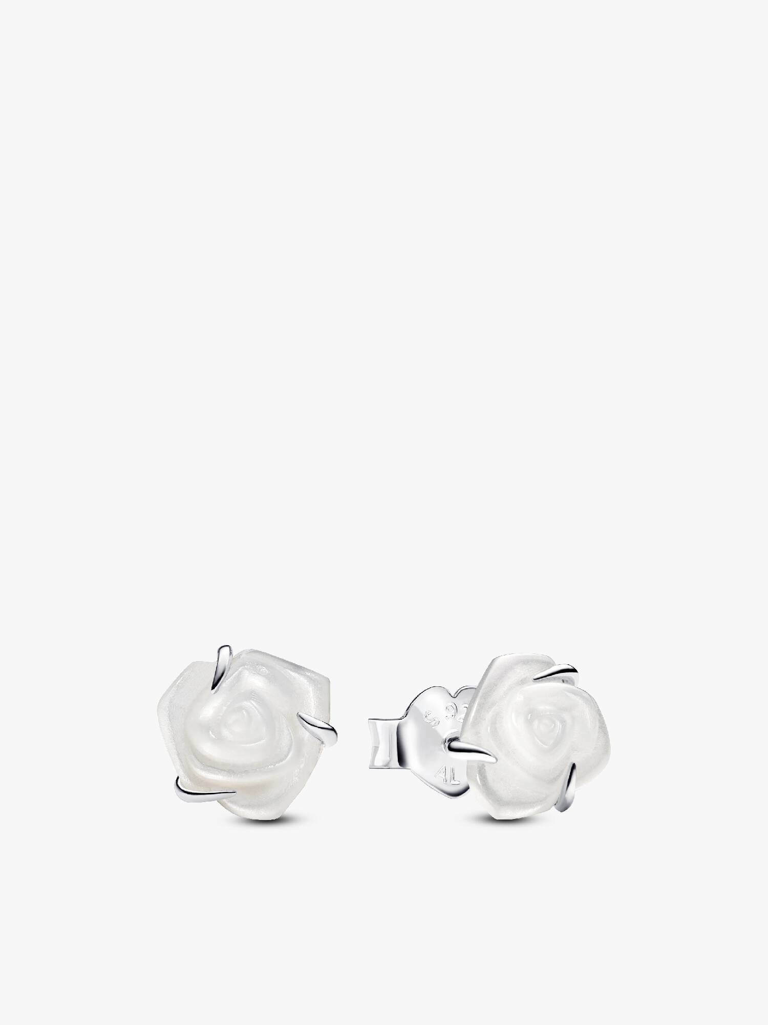 White Rose in Bloom Stud Earrings