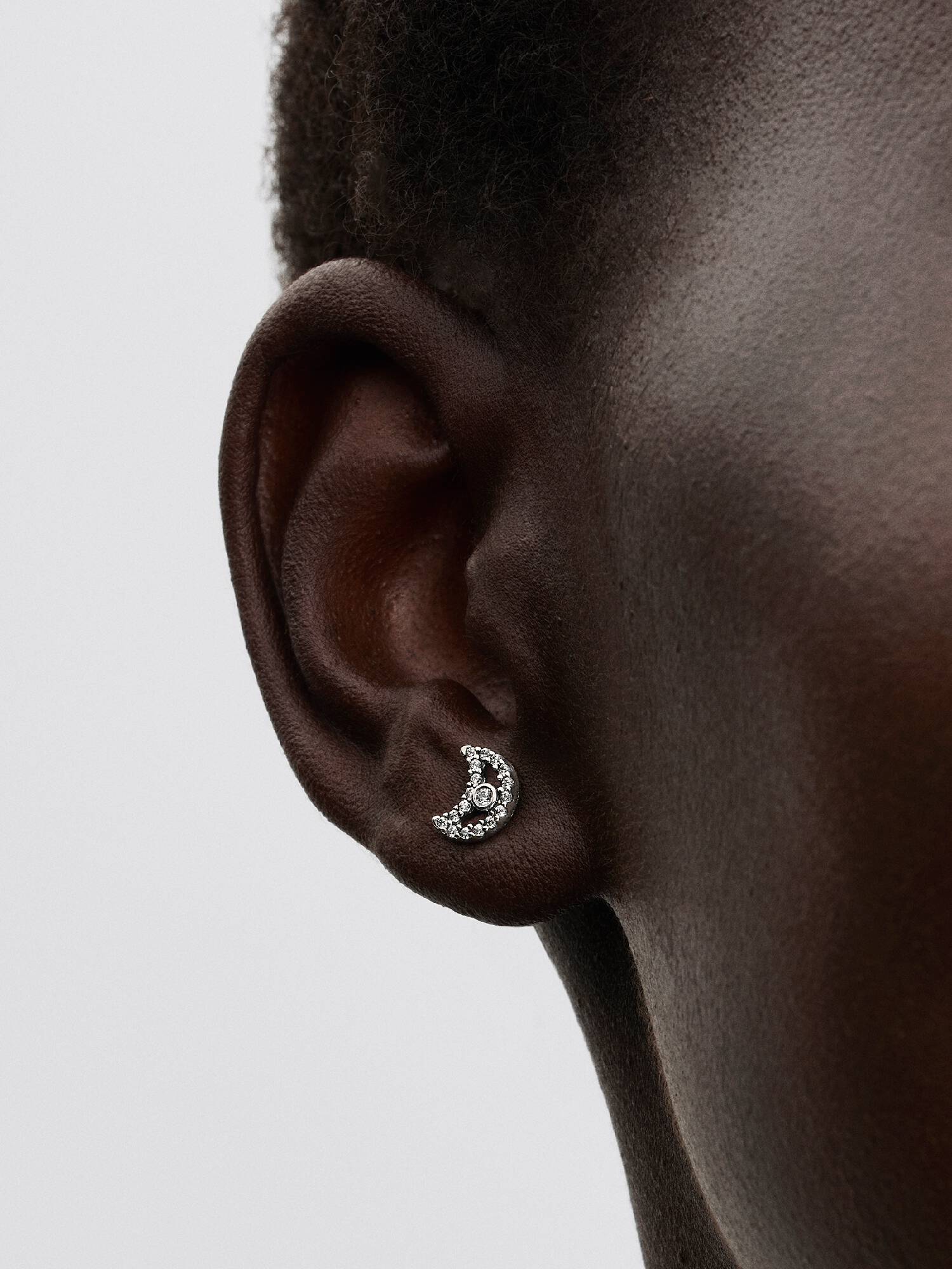 Sparkling Moon Stud Earrings