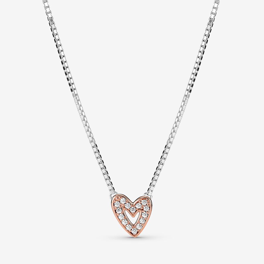 Sparkling Freehand Heart Necklace image number 0