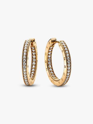 Pandora Signature Logo & Pavé 耳環圈