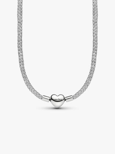Heart Clasp Sparkling Mesh Necklace