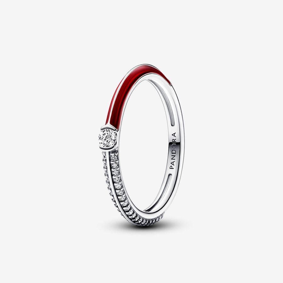 Pandora ME 密鑲寶石配紅色琺瑯戒指 image number 0