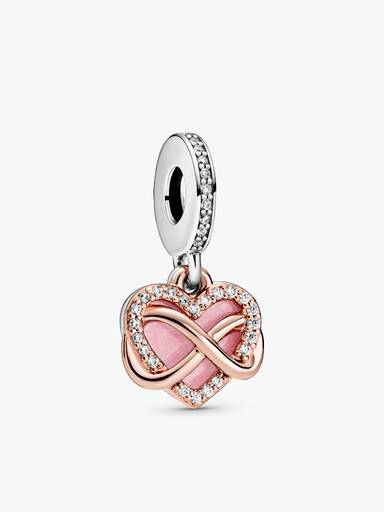 Sparkling Infinity Heart Dangle Charm and Bracelet Set