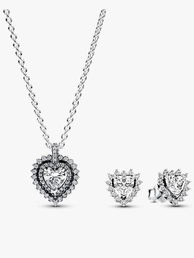 Sparkling Double Heart Halo Jewellery Gift Set