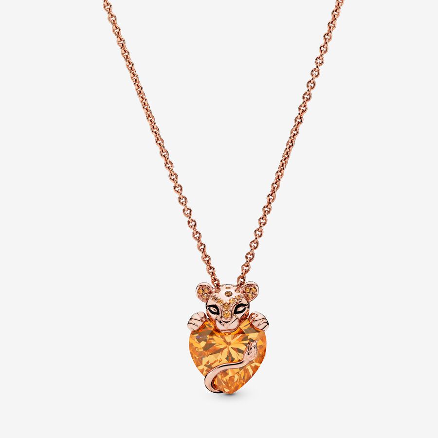 Sparkling Lioness Heart Pendant Necklace image number 0