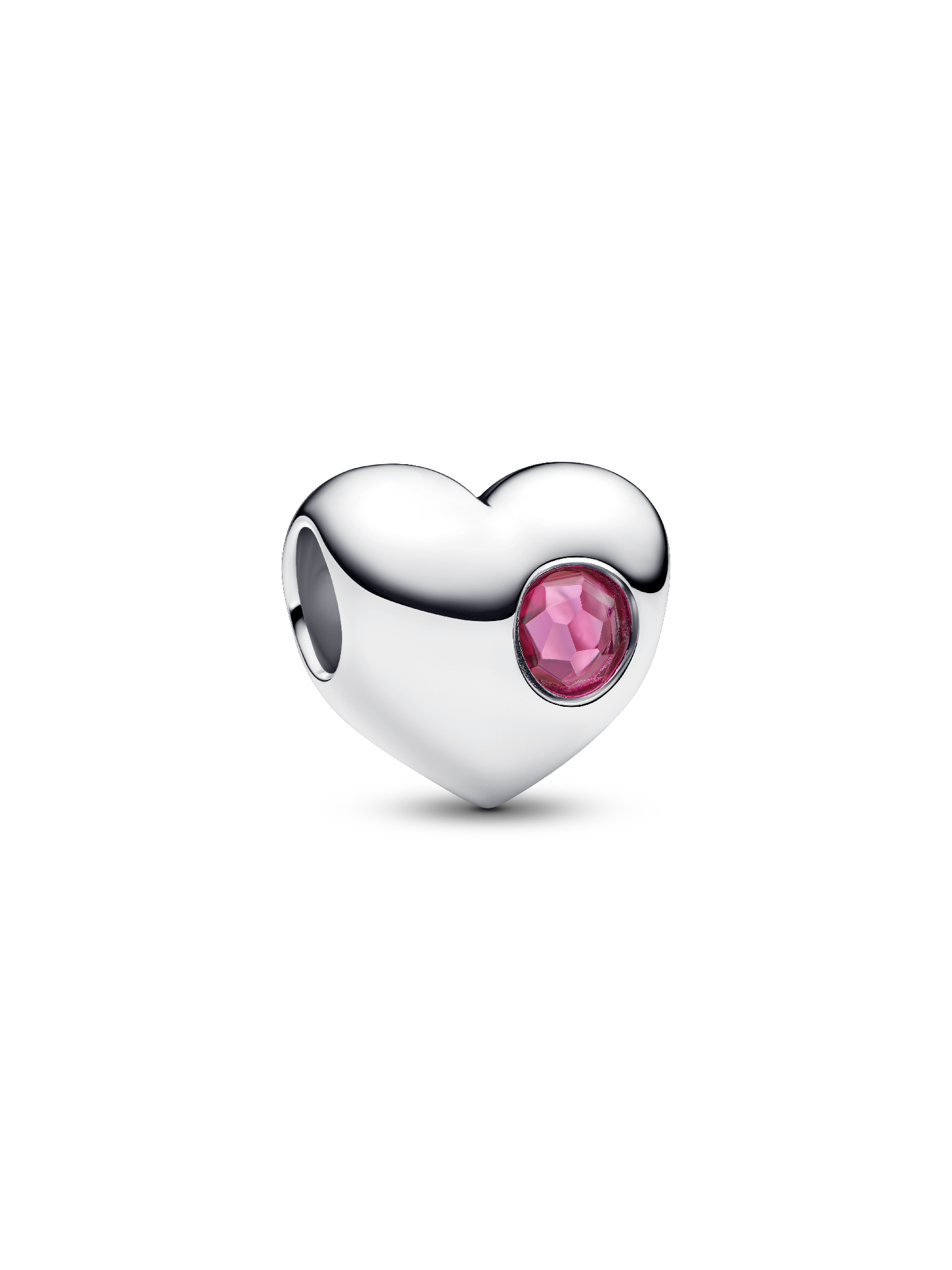 Engravable Pink Stone Heart Charm