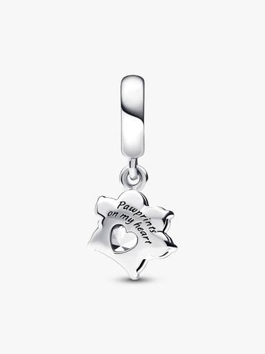 Sparkling Pet Paw Print Dangle Charm