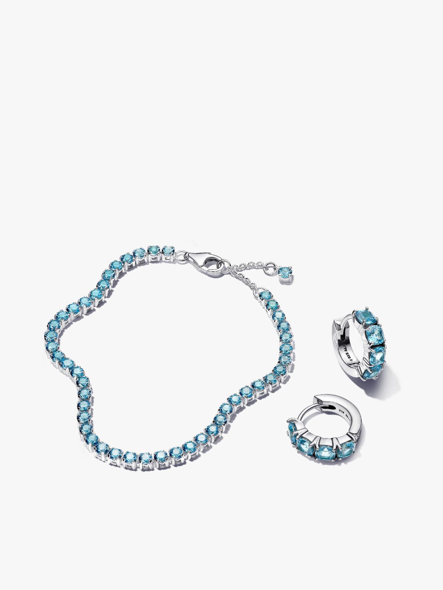Sparkling Light Blue Tennis Jewellery Set