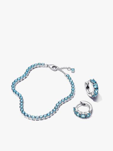 Sparkling Light Blue Tennis Jewellery Set