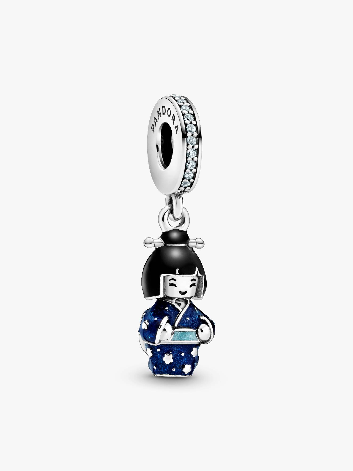 Japanese Doll in Blue Kimono Dangle Charm
