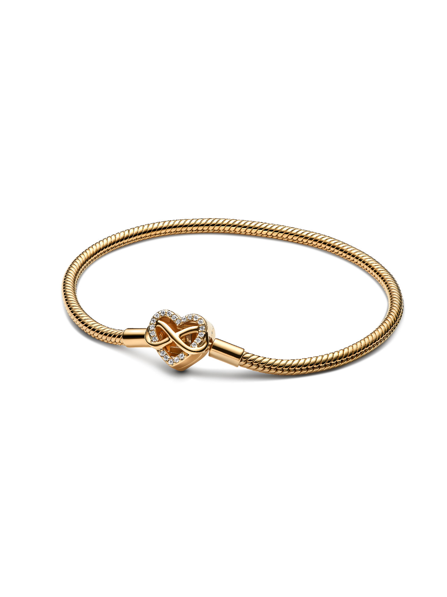Sparkling Infinity Heart Clasp Snake Chain Bracelet