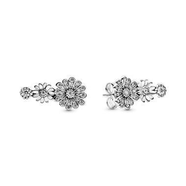 Daisy sterling silver stud earrings with clear cubic zirconia