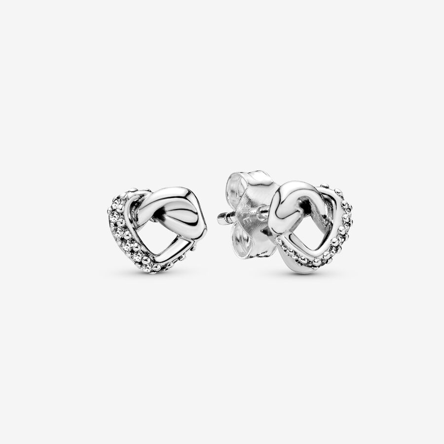 Knotted Heart Stud Earrings image number 0