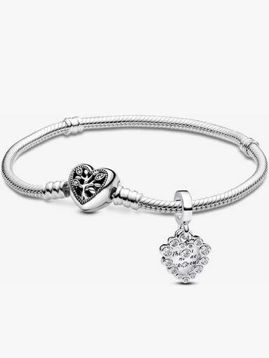 Sparkling Heart Double Dangle Bracelet Set