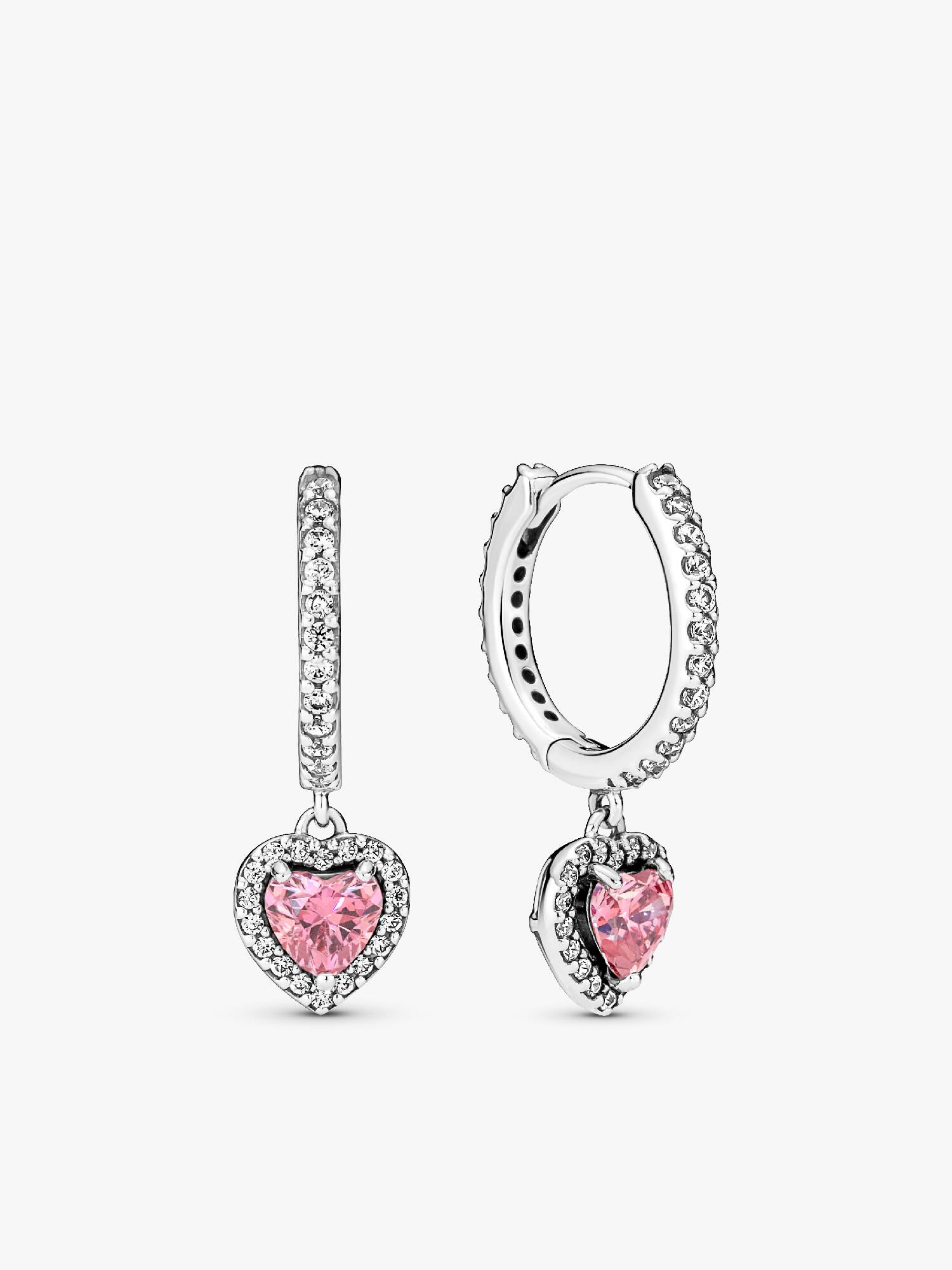 Sparkling Halo Heart Hoop Earrings