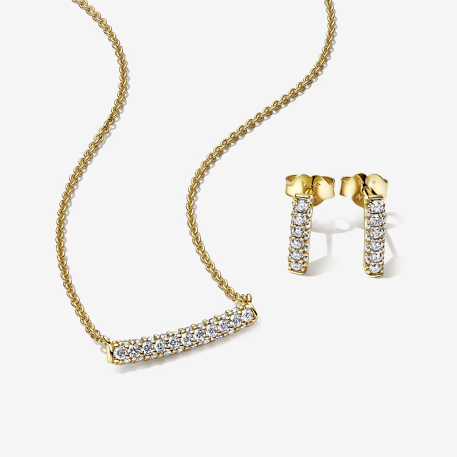 Pandora Timeless Pavé Single-row Bar Necklace and Earrings Set image number 0