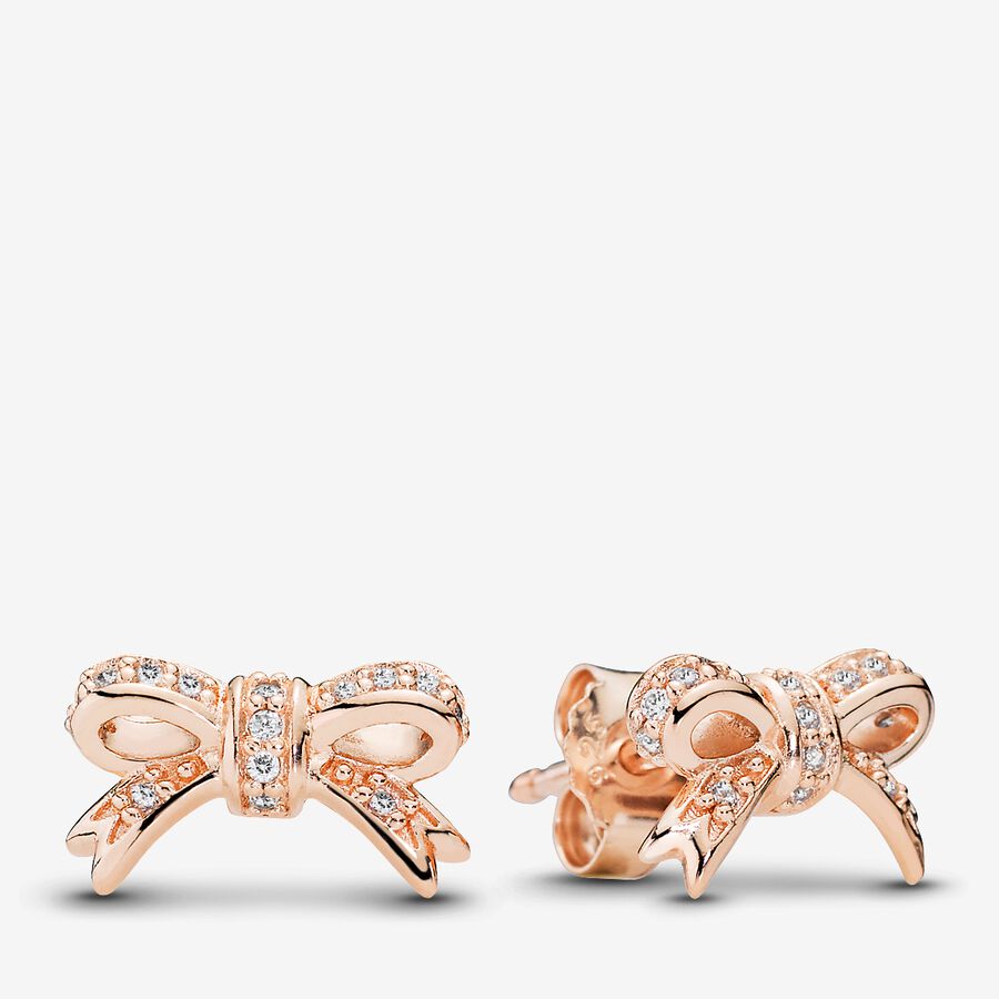 Bow PANDORA Rose stud earrings with cubic zirconia image number 0