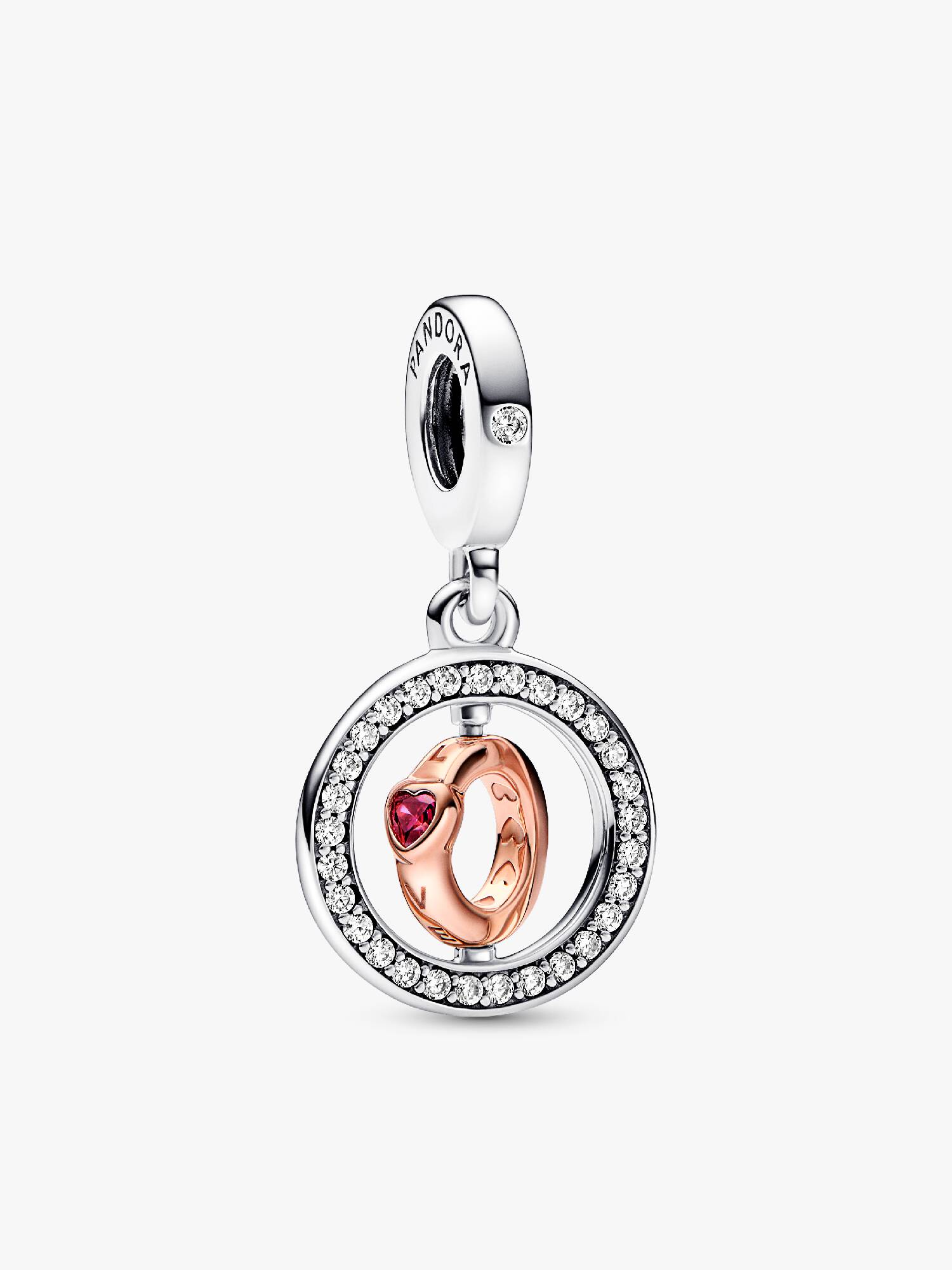 Two-tone Spinning Love Message Dangle Charm