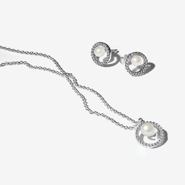 Treated Freshwater Cultyred Pearl & Pave Jewellery Gift Set