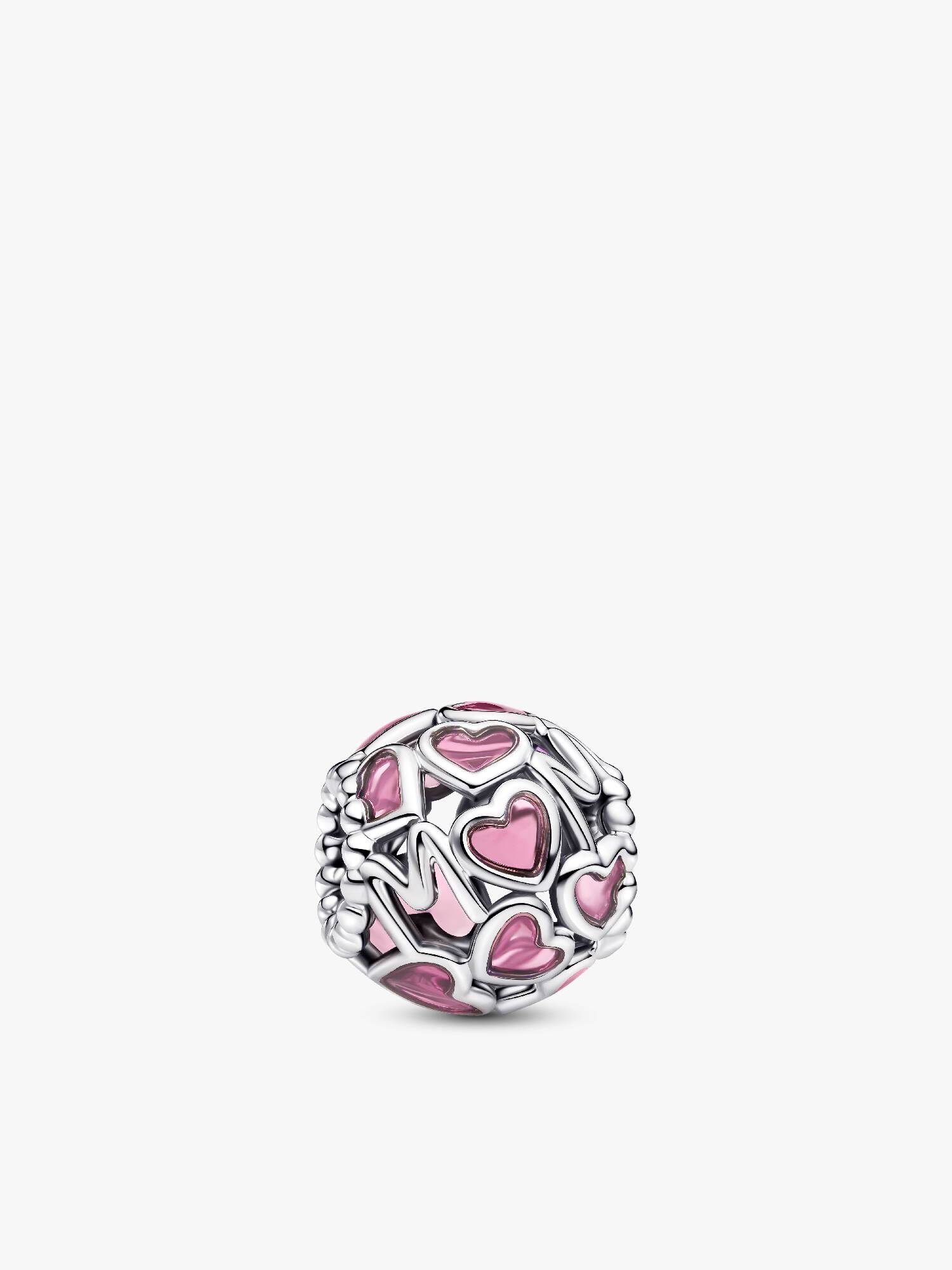 Pink Openwork Hearts Mom Charm 