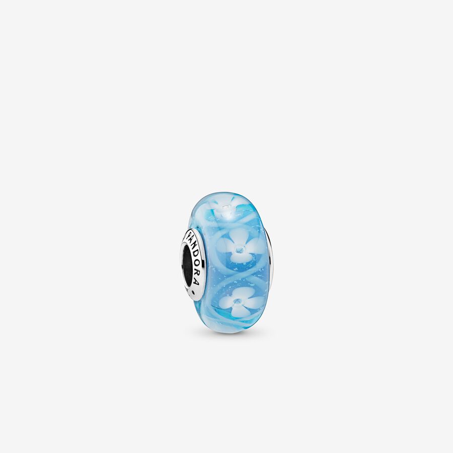 Blue Bloom Murano Glass Charm image number 0