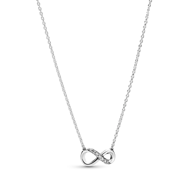 Infinity sterling silver collier with clear cubic zirconia