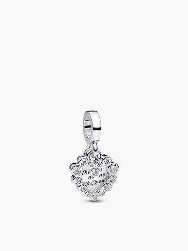 Sparkling Heart Double Dangle Bracelet Set