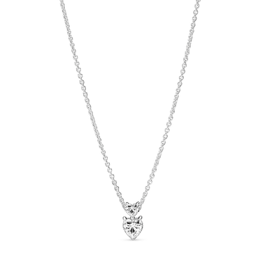 Double Heart Pendant Sparkling Collier Necklace