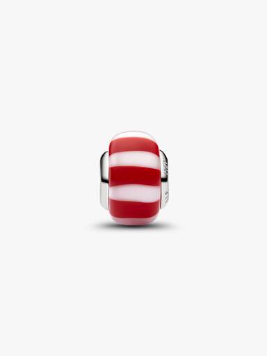 Red Peppermint Murano Glass Charm