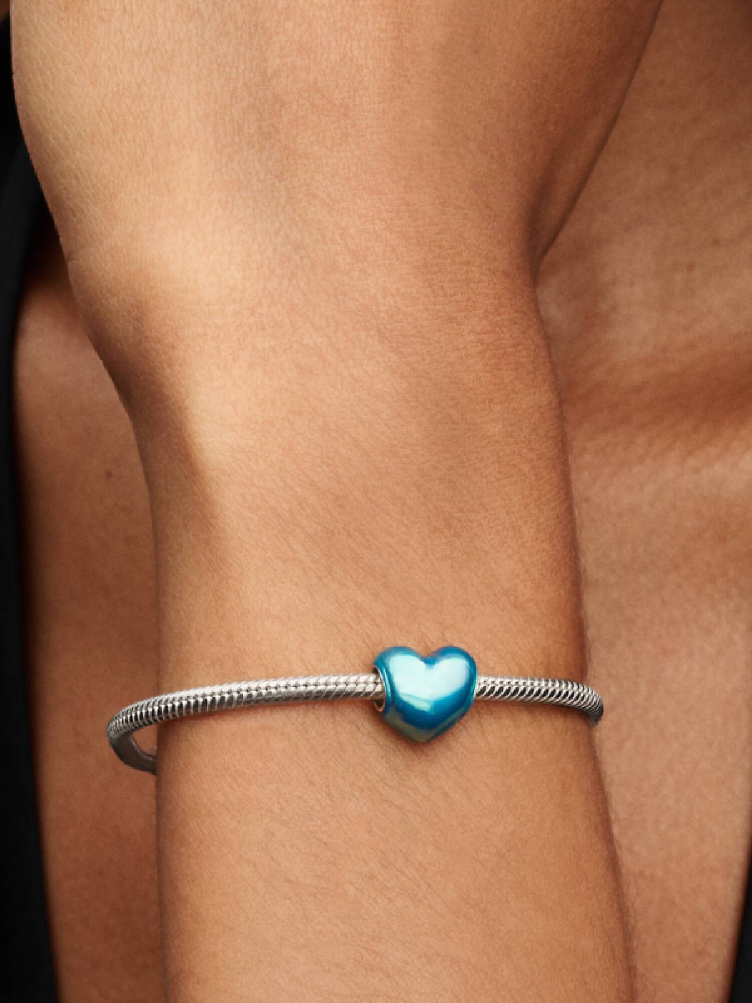 Metallic Sky Blue Heart Charm