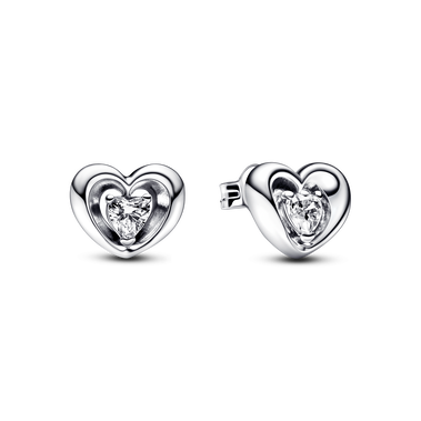 Radiant Heart & Floating Stone Stud Earrings