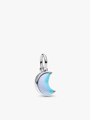 Crescent Moon Double Dangle Charm and Necklace Set